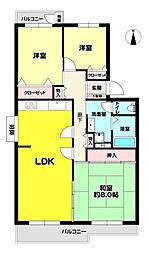 北緑丘団地北緑丘第2住宅11号棟 3LDKの間取図画像