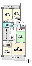 神戸ヒルズデイズLA棟 4LDKの間取図画像