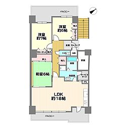 弥生が丘2番館 3LDKの間取図画像