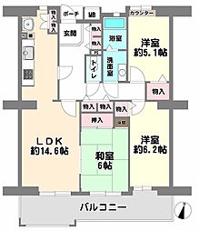パークサイドすずかけ台12号棟 3LDKの間取図画像