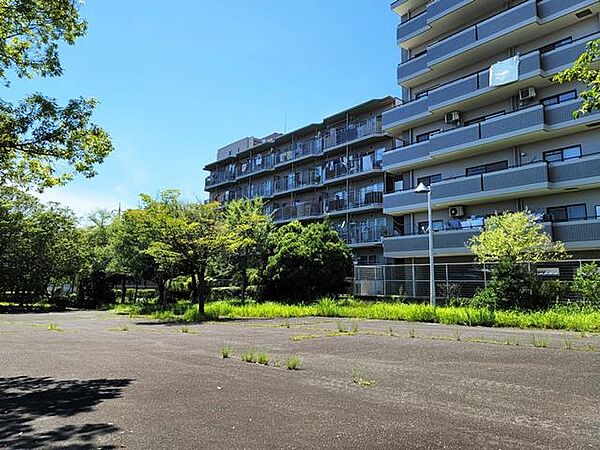 マンションの南側は広島市の緑地帯で将来的に建物が建つ可能性は低い立地です。現地（2022年4月）撮影