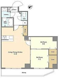 アルファコート亀戸2 2LDKの間取図画像