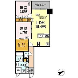 東京メトロ東西線 葛西駅 徒歩5分の賃貸マンション 7階2LDKの間取り