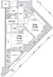 東武伊勢崎線 曳舟駅 徒歩5分の賃貸マンション 4階2Kの間取り