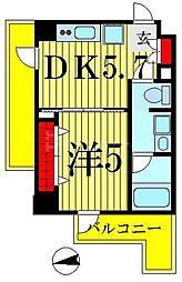 JR総武線 亀戸駅 徒歩10分の賃貸マンション 8階1DKの間取り