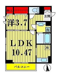 東武亀戸線 小村井駅 徒歩3分の賃貸アパート 3階1LDKの間取り