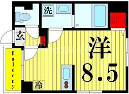 東京メトロ半蔵門線 押上駅 徒歩10分の賃貸マンション 5階ワンルームの間取り
