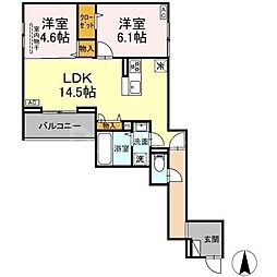 東武亀戸線 亀戸水神駅 徒歩12分の賃貸アパート 1階2LDKの間取り