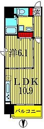 都営新宿線 森下駅 徒歩5分の賃貸マンション 2階1LDKの間取り