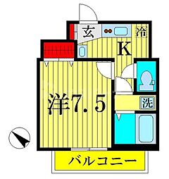 東京メトロ半蔵門線 押上駅 徒歩8分の賃貸マンション 2階1Kの間取り