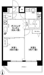 東武伊勢崎線 曳舟駅 徒歩11分の賃貸マンション 7階2DKの間取り