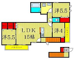 JR総武線 平井駅 徒歩13分の賃貸マンション 2階3LDKの間取り