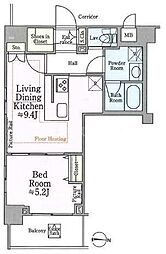 都営大江戸線 両国駅 徒歩5分の賃貸マンション 6階1LDKの間取り