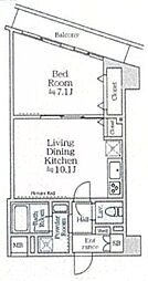 京成押上線 京成曳舟駅 徒歩7分の賃貸マンション 3階1LDKの間取り