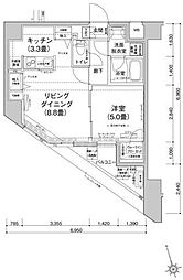 東武亀戸線 小村井駅 徒歩5分の賃貸マンション 7階1LDKの間取り