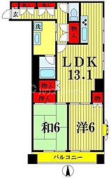 京成押上線 八広駅 徒歩12分の賃貸マンション 2階2LDKの間取り