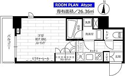 都営大江戸線 森下駅 徒歩6分の賃貸マンション 9階1Kの間取り