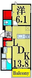 東京メトロ日比谷線 南千住駅 徒歩1分の賃貸マンション 4階1LDKの間取り