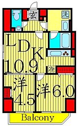 都営大江戸線 両国駅 徒歩5分の賃貸マンション 9階2LDKの間取り