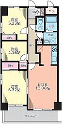 都営大江戸線 両国駅 徒歩4分の賃貸マンション 9階3LDKの間取り