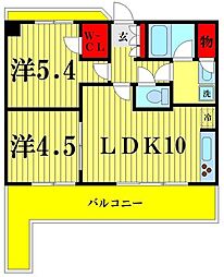 東武伊勢崎線 東向島駅 徒歩3分の賃貸マンション 14階2LDKの間取り