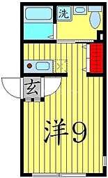 都営浅草線 本所吾妻橋駅 徒歩3分の賃貸マンション 2階ワンルームの間取り