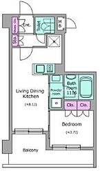 都営新宿線 菊川駅 徒歩3分の賃貸マンション 2階1LDKの間取り