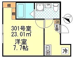 京成押上線 四ツ木駅 徒歩2分の賃貸アパート 3階1Kの間取り