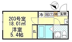 京成押上線 四ツ木駅 徒歩2分の賃貸アパート 2階1Kの間取り