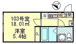 京成押上線 四ツ木駅 徒歩2分の賃貸アパート 1階1Kの間取り