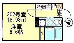 京成押上線 四ツ木駅 徒歩2分の賃貸アパート 3階1Kの間取り