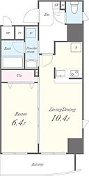 都営大江戸線 新御徒町駅 徒歩5分の賃貸マンション 8階1LDKの間取り