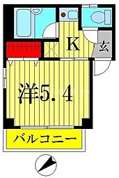 JR総武線 亀戸駅 徒歩13分の賃貸アパート 2階1Kの間取り