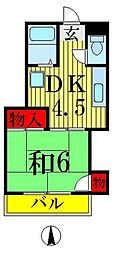 JR総武線 錦糸町駅 徒歩10分の賃貸マンション 4階1DKの間取り