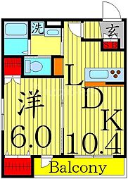 東武伊勢崎線 鐘ヶ淵駅 徒歩6分の賃貸マンション 3階1LDKの間取り