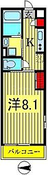 京成押上線 八広駅 徒歩11分の賃貸マンション 2階1Kの間取り