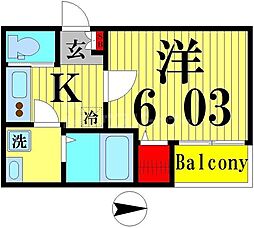 京成押上線 京成曳舟駅 徒歩10分の賃貸アパート 1階1Kの間取り