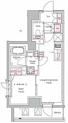 東武伊勢崎線 曳舟駅 徒歩6分の賃貸マンション 9階1LDKの間取り