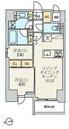 東京メトロ日比谷線 北千住駅 徒歩7分の賃貸マンション 8階2LDKの間取り