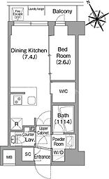 コンフォリア・リヴ平井MUTIO 1DKの間取図画像