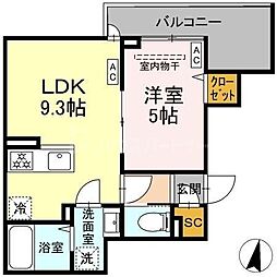 セレスティア大島 1LDKの間取図画像