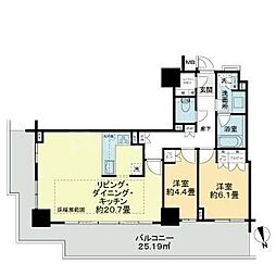 テラス東陽町ネクスタワー 2LDKの間取図画像