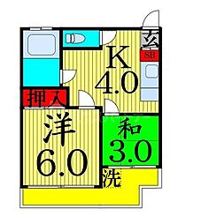 越川ビル 2Kの間取図画像