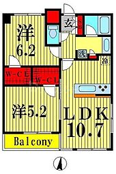 タワービューレジデンス吾妻橋 2LDKの間取図画像