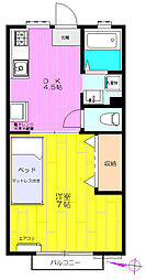 シティーハイツ2 1DKの間取図画像
