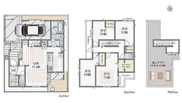 【約16帖の屋上、ミストサウナ、浴室テレビなど設備充実の4LDK!】安心の制震・耐震構造!LDK・主寝室床暖房、全室収納、WIC!