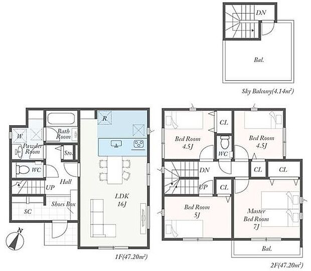 【屋上バルコニー付き全4邸！駅まで徒歩17分！耐震等級3の安心住宅】開放的なペニンシュラキッチンと大空間LDK家庭菜園やBBQができる屋上バルコニー付き