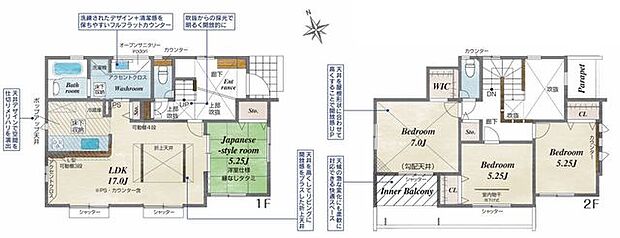【土地156m2超！耐震等級3・制震を採用した長期優良住宅】カースペース2台可多用途に使える南向きのお庭あり吹抜けからの採光で明るく開放的な空間