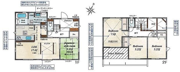 【駅徒歩12分、土地広々50坪！安心の耐震構造住宅、性能評価書付！】折上天井で解放感あるLDK、全室南東向きで陽当り良好！駐車場2台可能です！