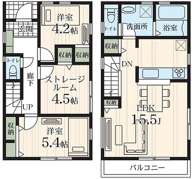 【安心の耐震構造住宅、性能評価書付戸建！すぐ内覧できるモデルハウスあり！】LDK15.5帖、南向きバルコニー！小学校・スーパー・コンビニ徒歩10分以内！